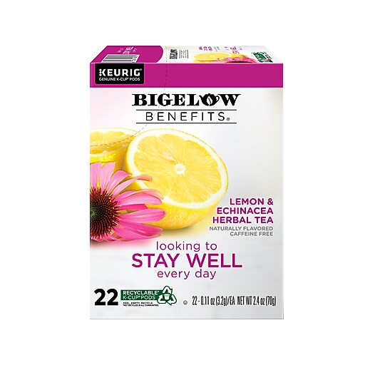 Bigelow Benefits Stay Well Lemon and Echinacea Herbal Tea Pods, 22/Pack
