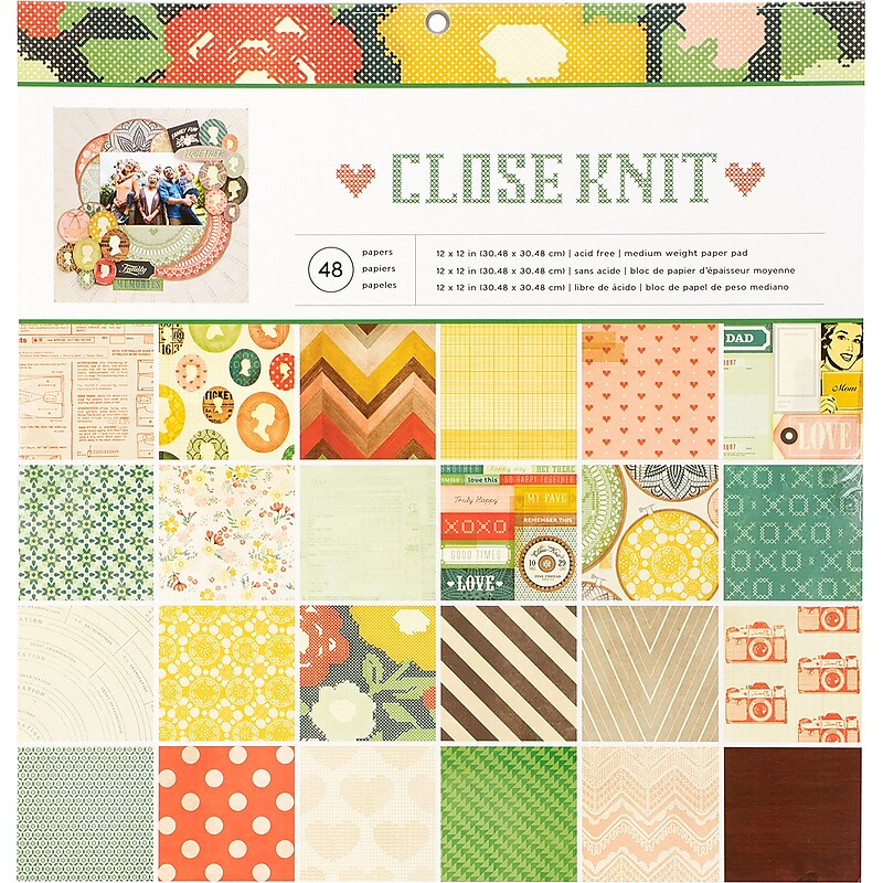 American Crafts 12" x 12" Scrapbooking Single-Sided Paper Pad, Multicolored (341848) image 1