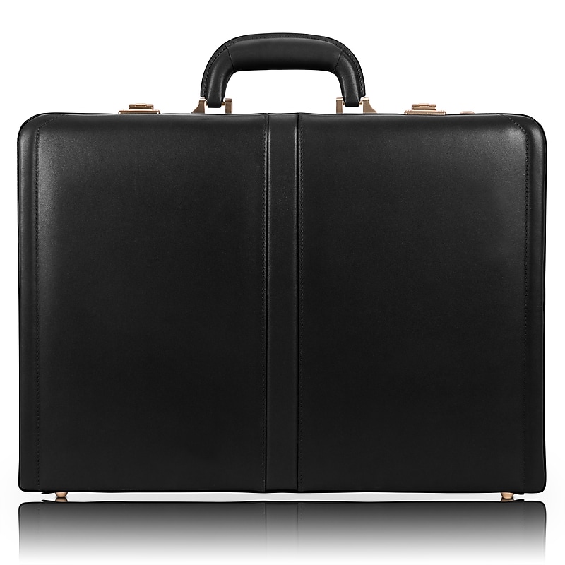 McKleinUSA Harper V Expandable Attache Laptop Briefcase, Black Leather (80475) image 1