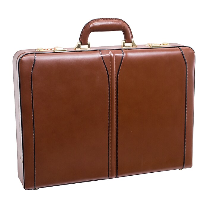McKlein LAWSON Leather Briefcase, Laptop Compatible, Brown (80454