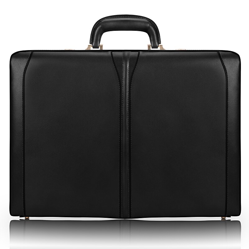 McKlein TURNER Expandable Leather Briefcase, Laptop Compatible, Black (80485) image 1