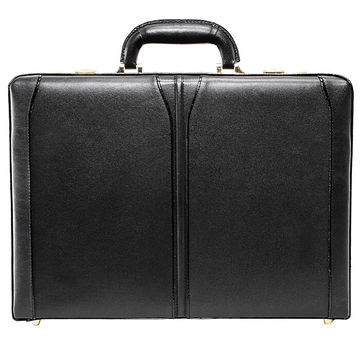McKlein LAWSON Leather Briefcase, Laptop Compatible, Black (80455