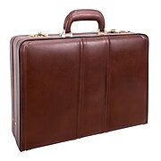 McKlein Coughlin Expandable Attache Briefcase, Top Grain Cowhide Leather, Brown (80464)