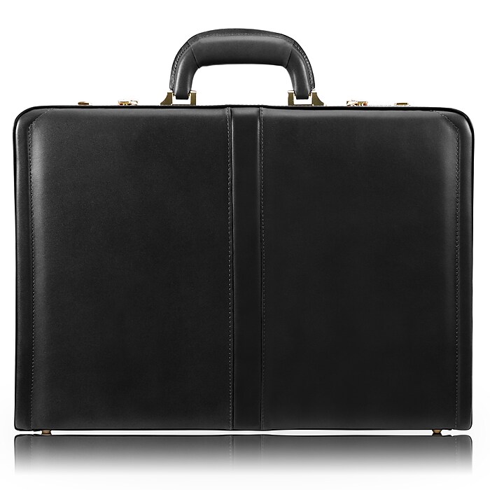 McKlein REAGAN Leather Briefcase, Laptop Compatible, Black (80445