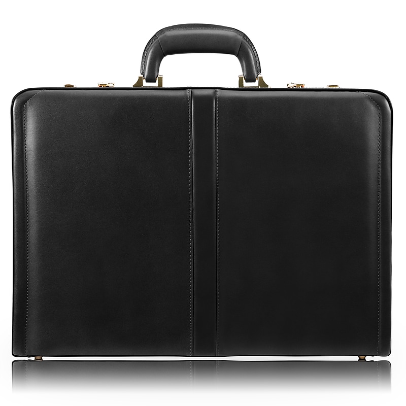McKlein Reagan Attache Briefcase, Top Grain Cowhide Leather, Black (80445) image 1