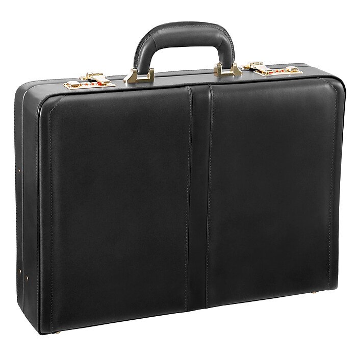 McKlein REAGAN Leather Briefcase, Laptop Compatible, Black (80445