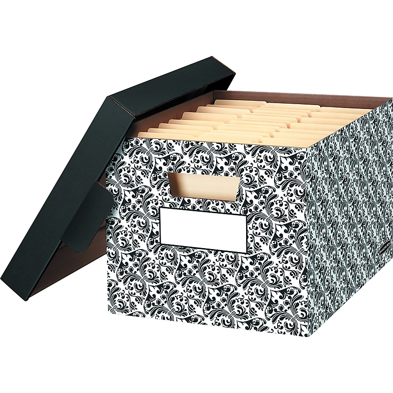 Bankers Box® Stor/File Medium Duty Recycled FastFold Corrugated File Box with Lift Off lid, Letter/Legal Size, Brocade image 1