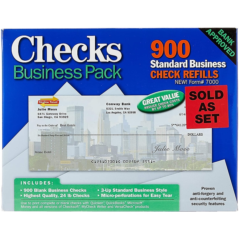 Checksoft Business Pack Custom Check Forms, Blue/Green, 900/Pack (11205) image 1