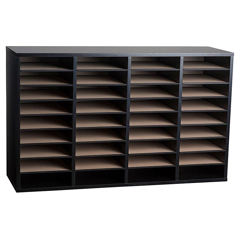 AdirOffice 36-Compartment Literature Organizer, 11.8" x 39.3", Black (500-36-BLK) image 1