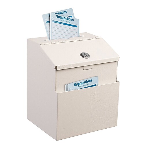 Adir Steel White Suggestion Box With Lock (63101WHI) Staples