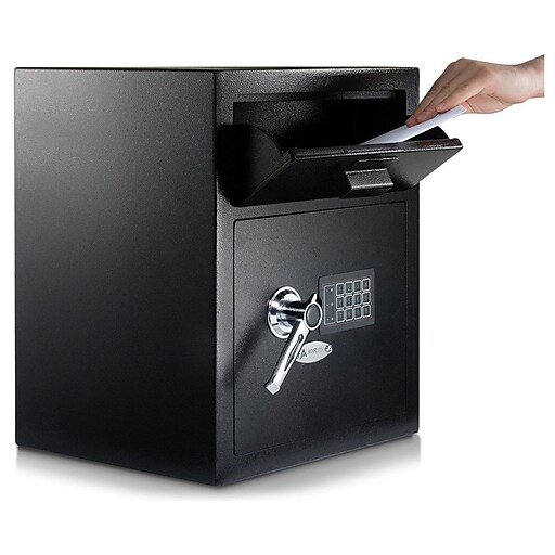 Adiroffice Black Digital Depository Steel Safe With Drop Slot Bin Door