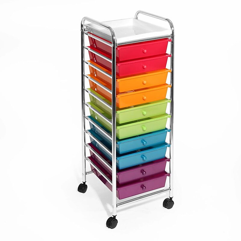 Seville Classics 10-Drawer Organizer Cart, Pearlescent Multi-Color(WEB241) image 1