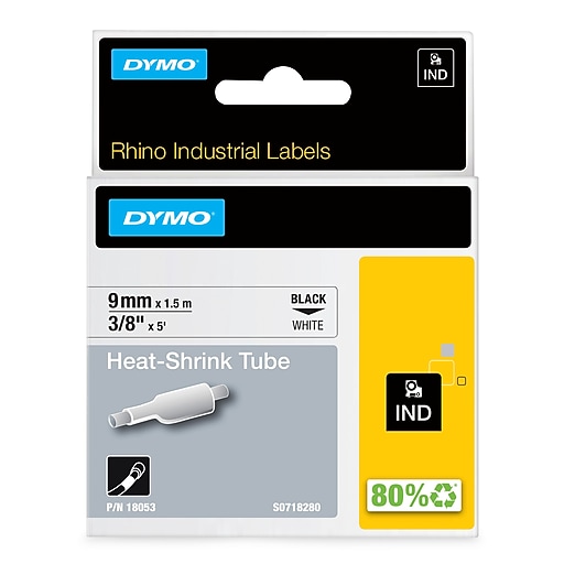 DYMO Rhino Industrial 18053 HeatShrink Tube Label Maker Tape, 3/8" x 5