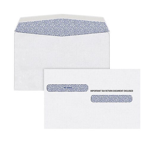 Adams Gummed Double Window Envelope for Tax Form, 5 5/8" x 9", White
