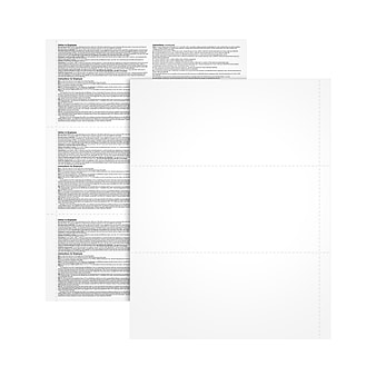 TOPS W-2 Tax Form, 1 Part, 3 Up, Employee's copies cut sheet, White, 8 1/2" x 11", 100 Sheets/Pack