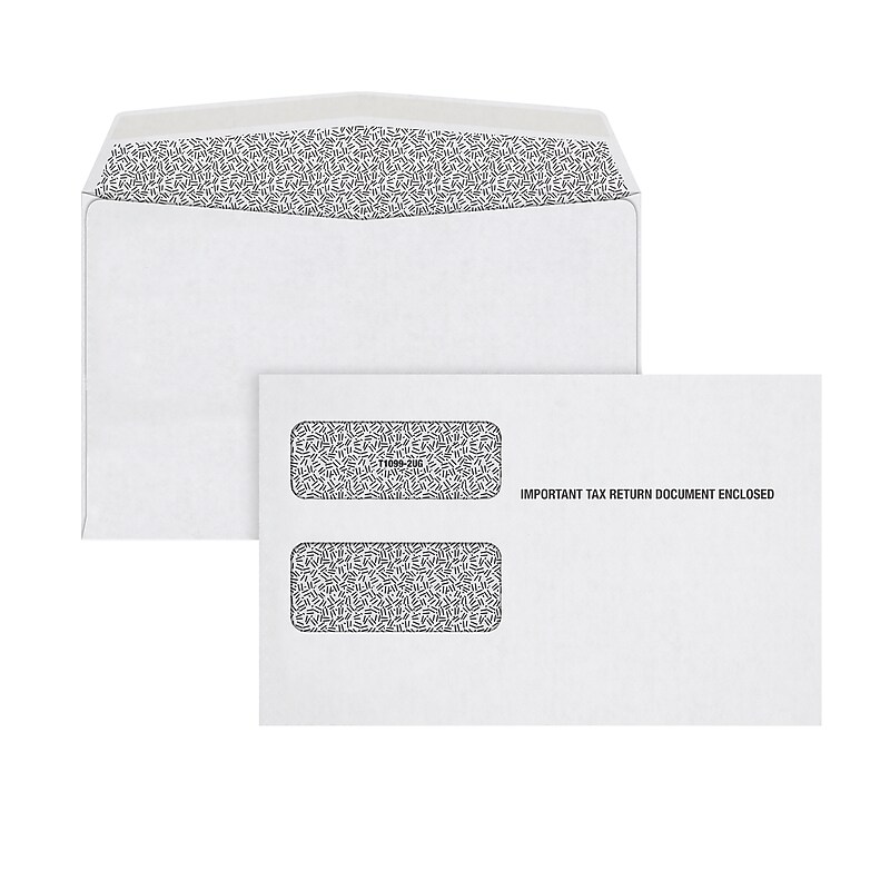 Adams Double Window Tax Form Envelopes, White, 100/Pack (7956E-S) image 1