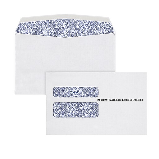 TOPS Gum Double Window Envelope for Laser W2 Forms, 5 5/8 x 9, White