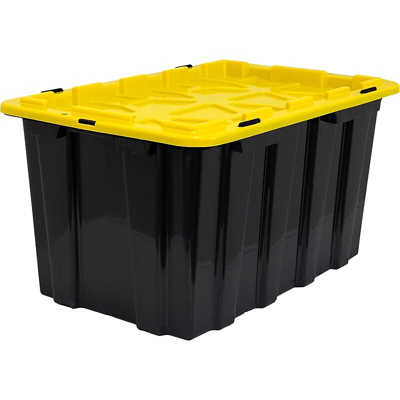 Mount-It! 63.4 Qt. Snap Lid Storage Bin, Black/Yellow, 3/Pack (WI-3001) image 1