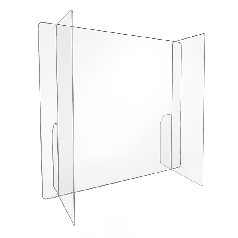 Gemini Surface Mount Paneled Sneeze Guard, 32"H x 32"W, Clear Acrylic (PSG3232-NW-177) image 1