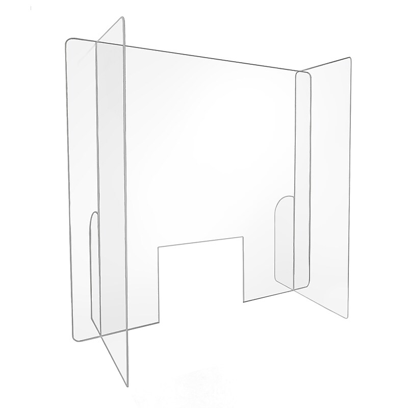 Gemini Surface Mount Paneled Sneeze Guard with Window, 32"H x 32"W, Clear Acrylic (PSG3232-WW-177) image 1