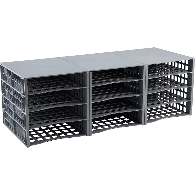 Advantus Snap Configurable Tray System, Gray, 12/Pack (39412) image 1