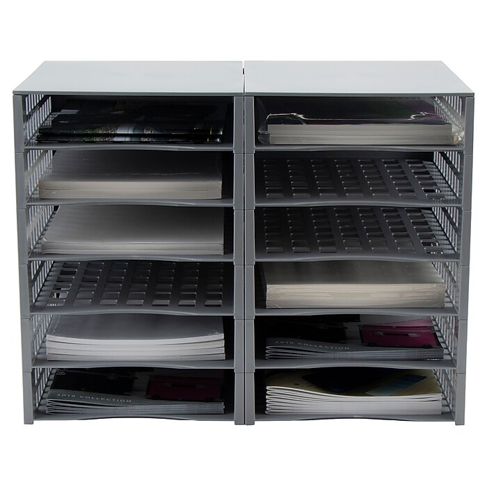 Advantus Snap Configurable Tray System, Gray, 12/Pack (39412