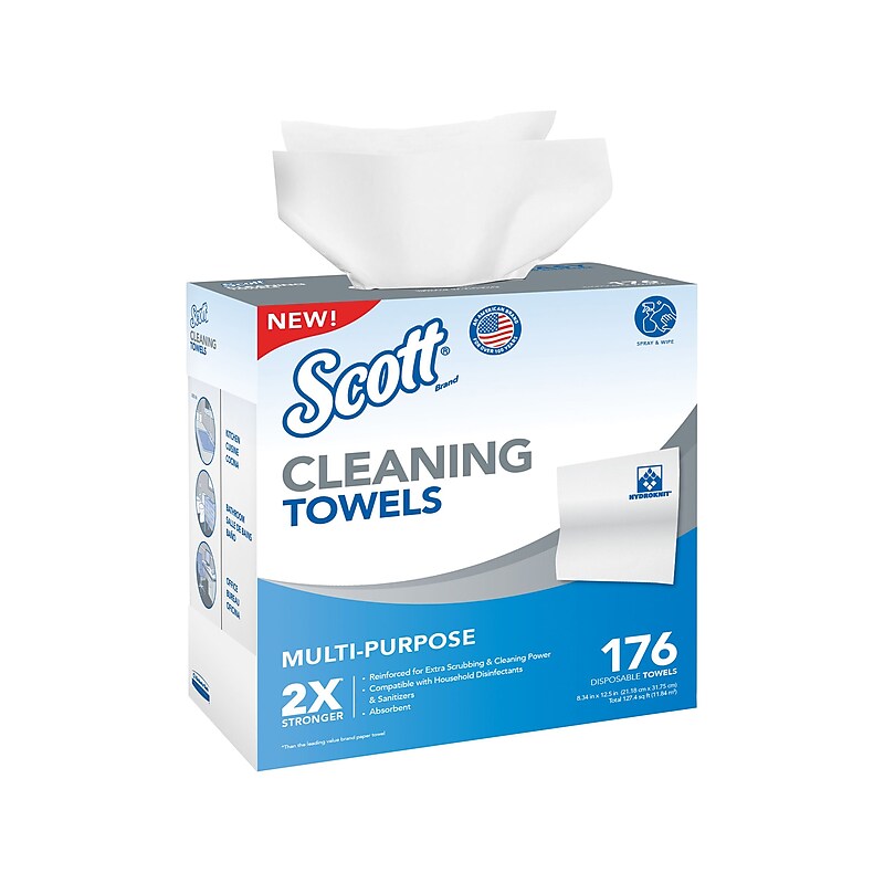 Scott Paper Cleaning Wipers, 8.34" x 12.5", White, 176 Wipers/Box (Towel, wiper 176 ct) image 1