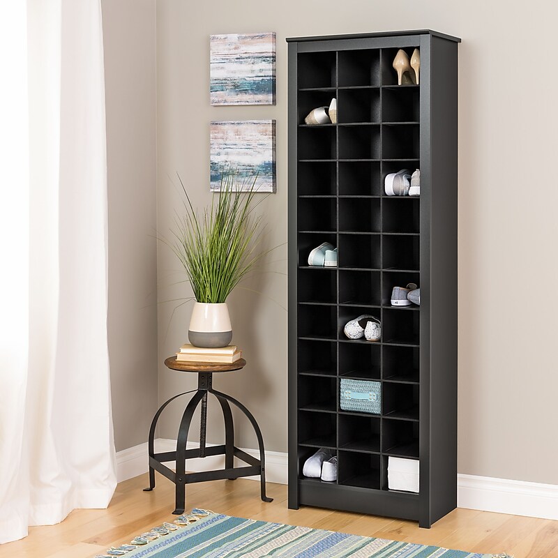Prepac Space-Saving Shoe Storage Cabinet, Black (BUSR-0009-1) image 1