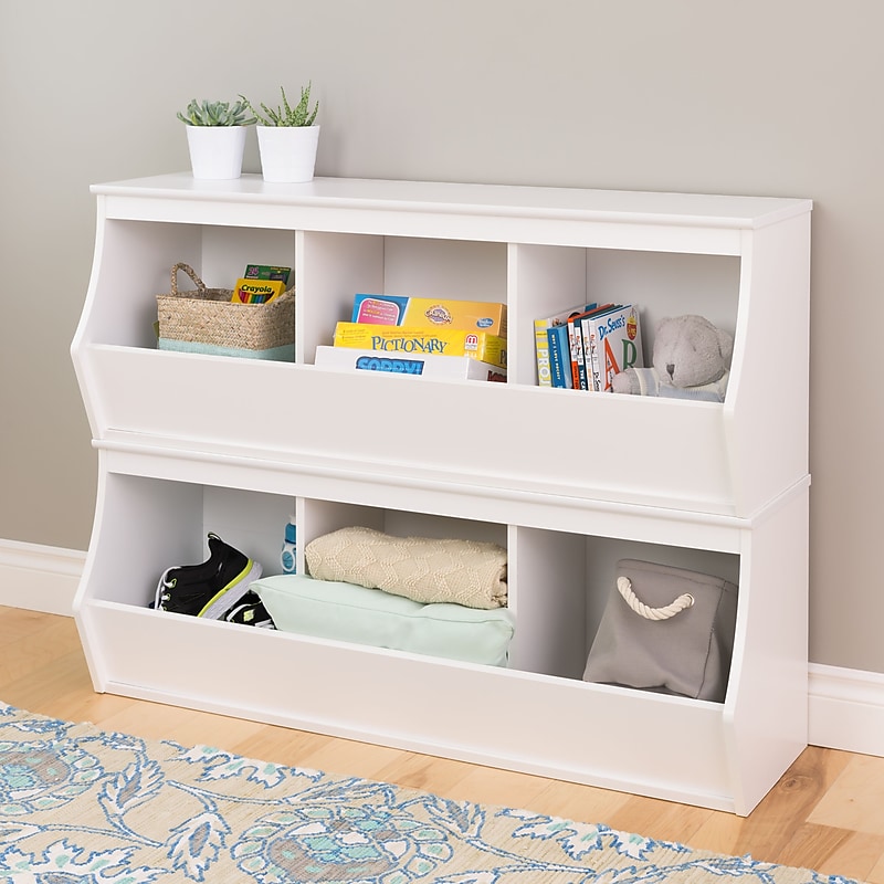 Prepac Monterey Stacked 6-Bin Storage Cubbie, White Set of 2 (WRSM-0003-2M) image 1