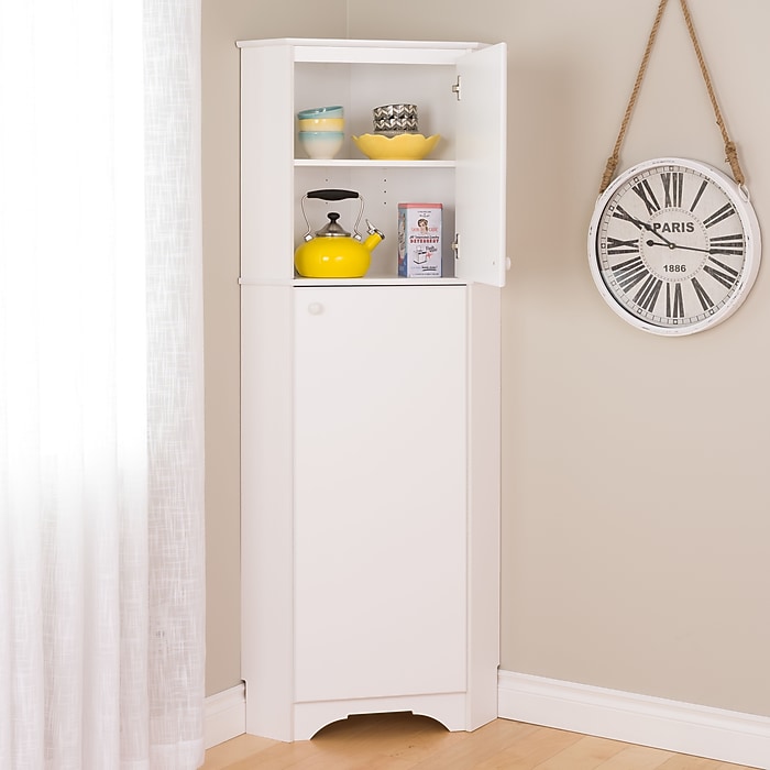 Prepac Elite White Tall 2-Door Corner Storage Cabinet (WSCC-0605-1