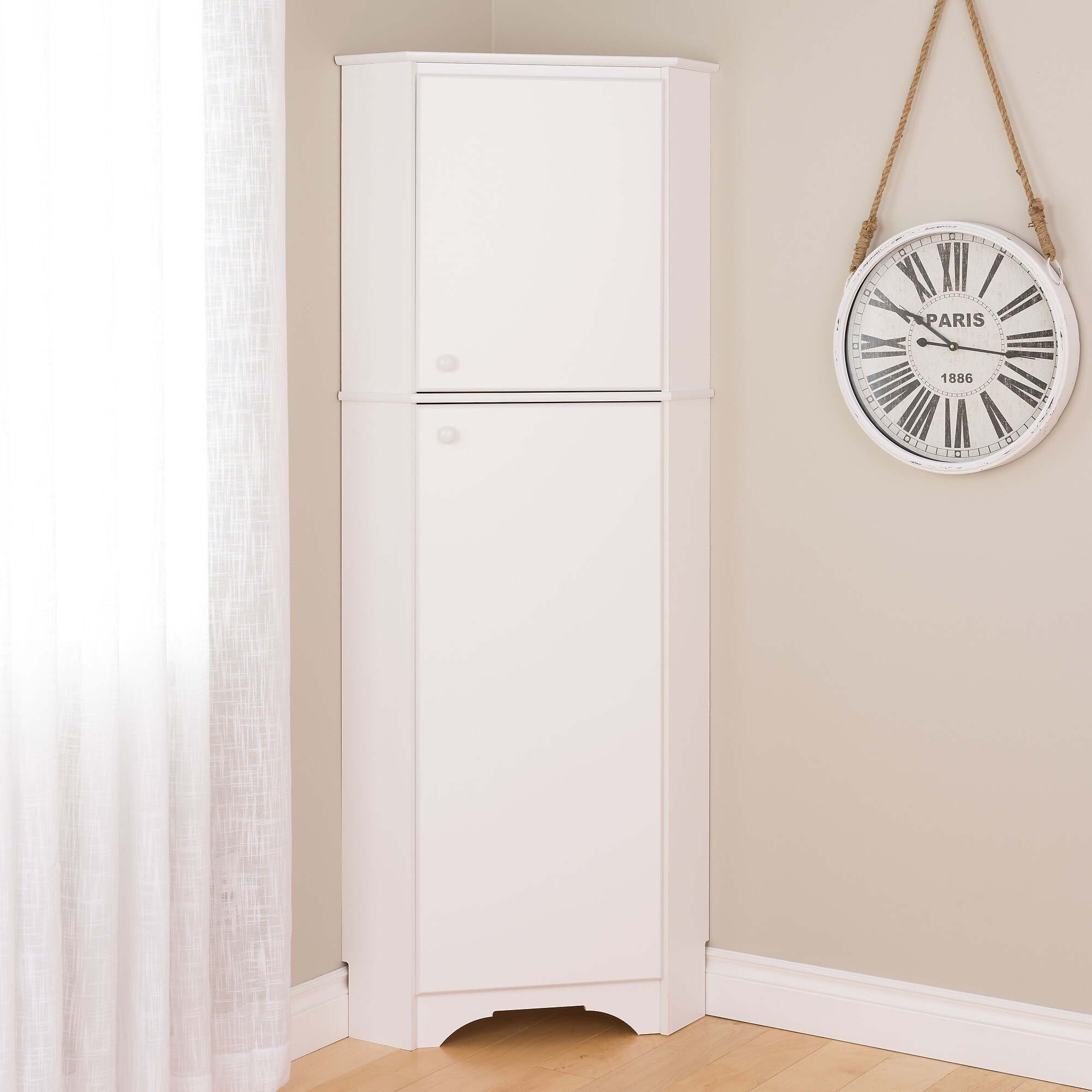 Prepac Elite White Tall 2-Door Corner Storage Cabinet (WSCC-0605-1) Sansujyuku sansujyuku.com