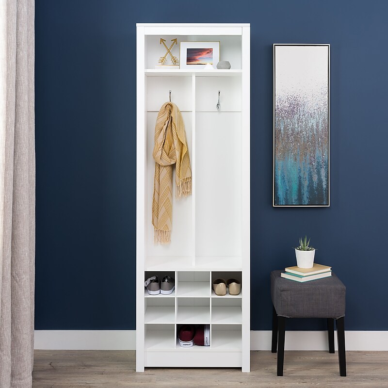 Prepac Space-Saving Entryway Organizer with Shoe Storage, White (WSOH-0010-1) image 1