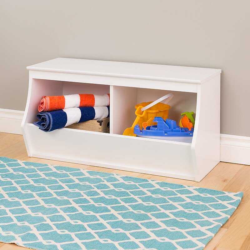 Prepac Monterey Stackable 2-Bin Storage Cubbie, White (WUSD-0002-1) image 1