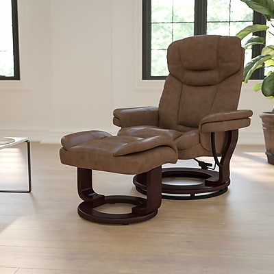 Flash Furniture Allie Contemporary LeatherSoft Recliner Chair and Ottoman - Thumbnail 4
