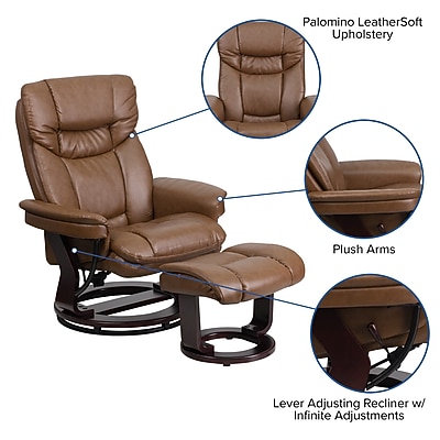 Flash Furniture Allie Contemporary LeatherSoft Recliner Chair and Ottoman - Thumbnail 5