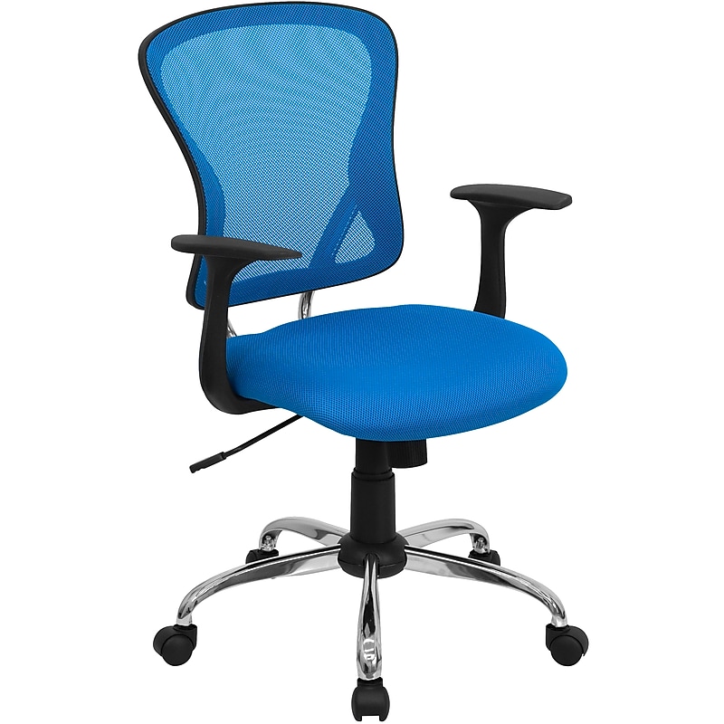 Flash Furniture Alfred Ergonomic Mesh Swivel Mid-Back Task Office Chair, Blue (H8369FBL) image 1