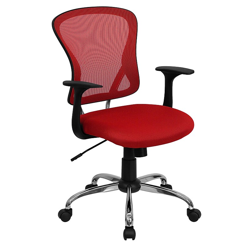 Flash Furniture Alfred Ergonomic Mesh Swivel Mid-Back Task Office Chair, Red (H8369FRED) image 1