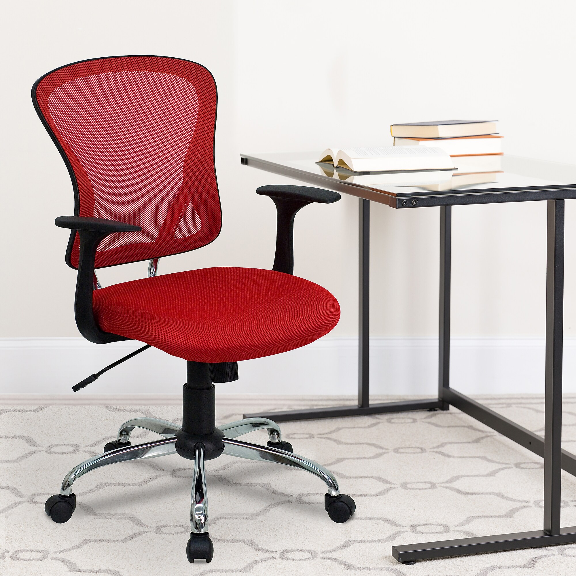 Flash Furniture Alfred Ergonomic Mesh Swivel Mid-Back Task Office Chair, Red (H8369FRED) Sansujyuku sansujyuku.com
