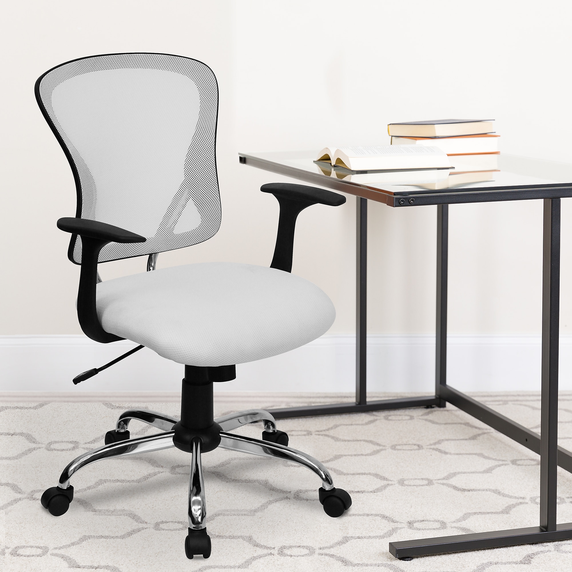 Flash Furniture Alfred Ergonomic Mesh Swivel Mid-Back Task Office Chair, White (H8369FWHT) Sansujyuku sansujyuku.com