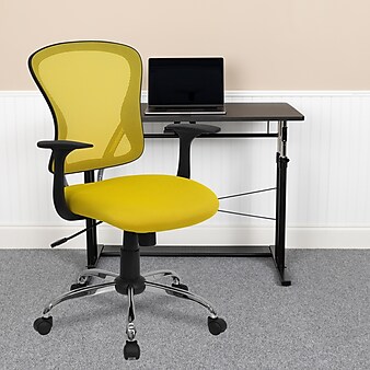 Flash Furniture Alfred Ergonomic Mesh Swivel Mid-Back Task Office Chair, Yellow (H8369FYEL)