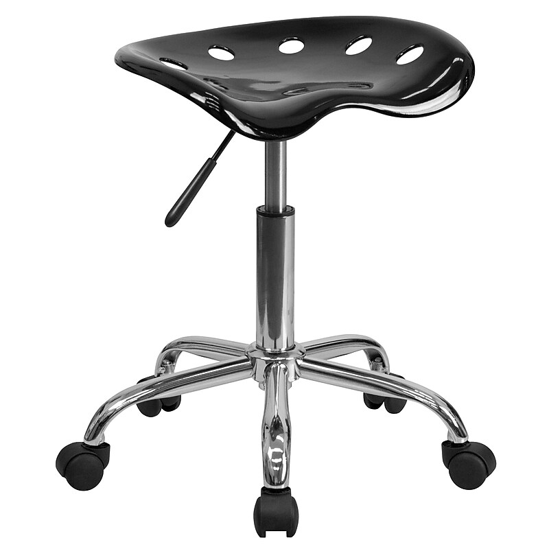 Flash Furniture Vibrant Tractor Seat and Chrome Stool, Black image 1