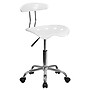 Flash Furniture Elliott Armless Plastic and Chrome Task Office Chair with Tractor Seat, Vibrant White and Chrome (LF214WHITE)~#|#~sp137082543_sc7