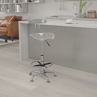 Belnick Vibrant Chrome Drafting Stool with Tractor Seat, Silver