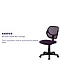 Flash Furniture Neri Armless Ergonomic Mesh Swivel Low Back Task Office Chair, Purple (WA3074PUR)~#|#~sp137083016_sc7