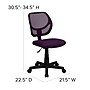 Flash Furniture Neri Armless Ergonomic Mesh Swivel Low Back Task Office Chair, Purple (WA3074PUR)~#|#~sp137083018_sc7