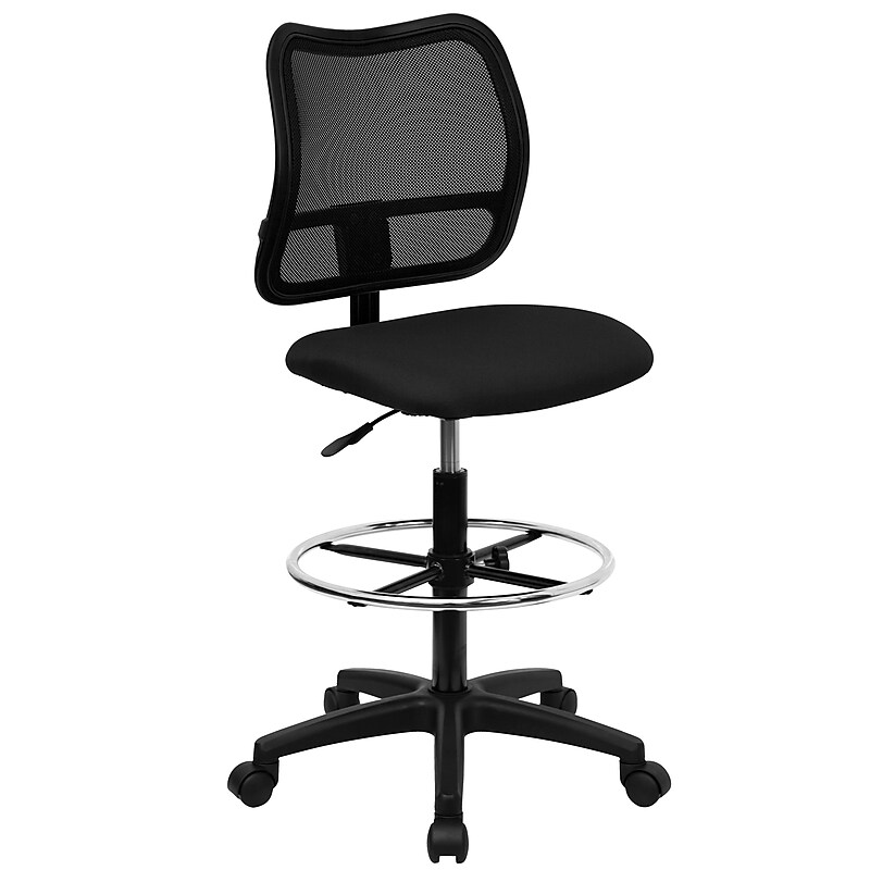 Belnick Mid Back Mesh Drafting Stool, Black (WLA277BKD) image 1