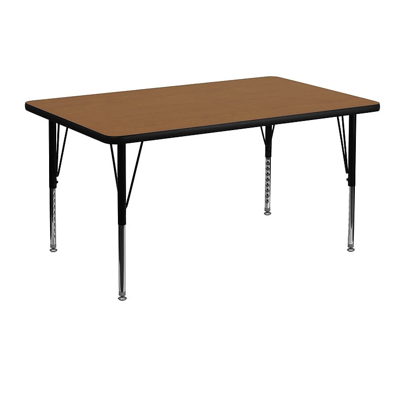 Flash Furniture Wren Rectangular Activity Table, 30'' x 48'', Height Adjustable, Oak (XUA3048RECOAKTP) image 1