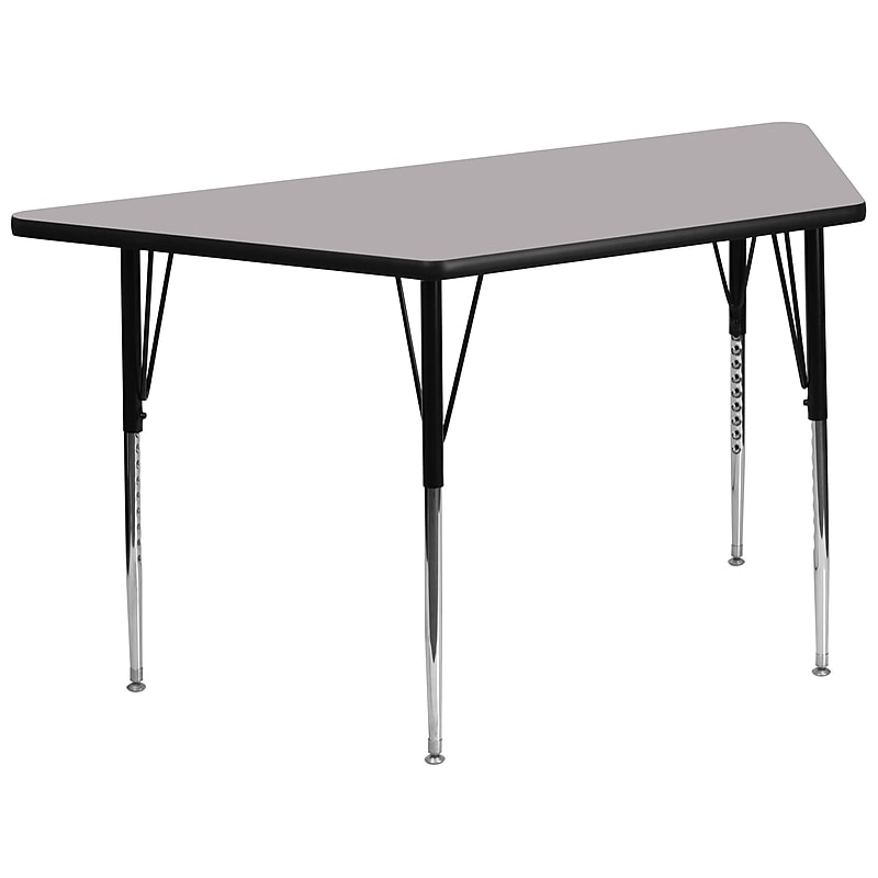 Flash Furniture Wren Trapezoid Activity Table, 29" x 57", Height Adjustable, Gray (XUA3060TRAPGYTA) image 1