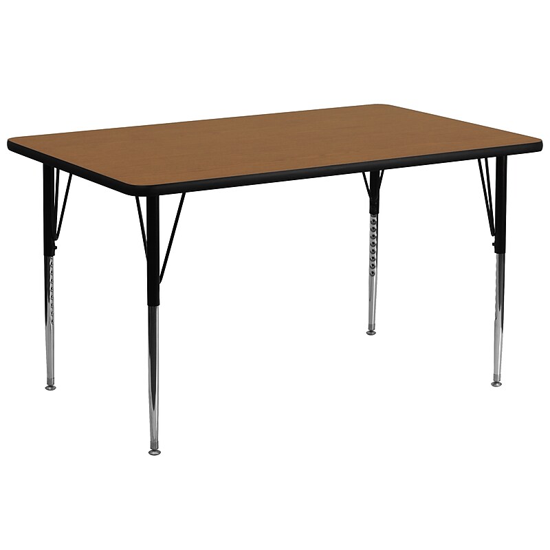 Flash Furniture Wren Rectangular Activity Table, 30" x 72", Height Adjustable, Oak (XUA3072RECOAKTA) image 1