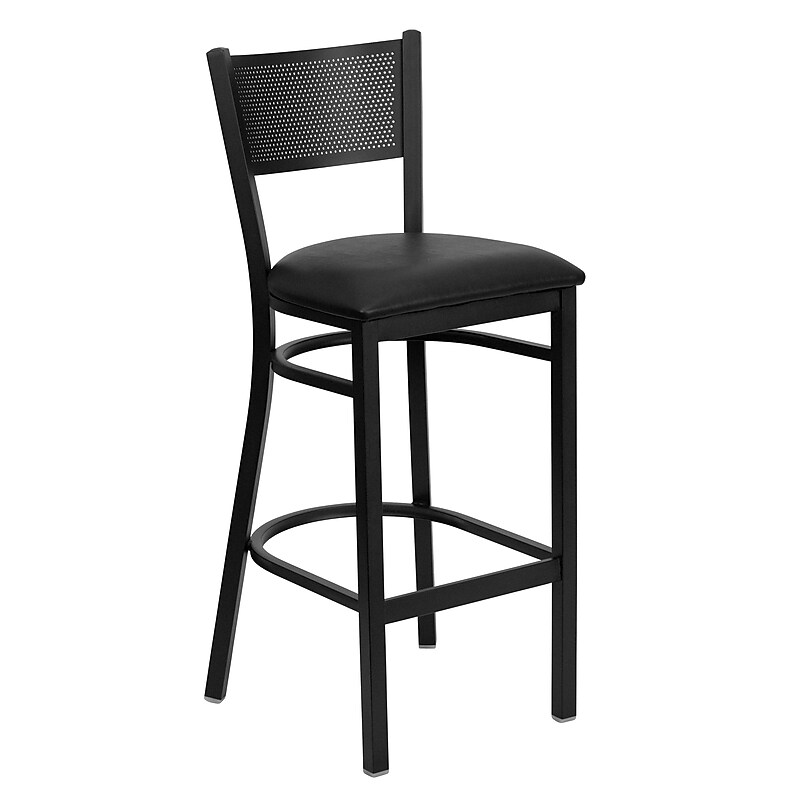 Flash Furniture Metal Back Vinyl Restaurant Barstool, Black (XUDG616GRDBBLKV) image 1